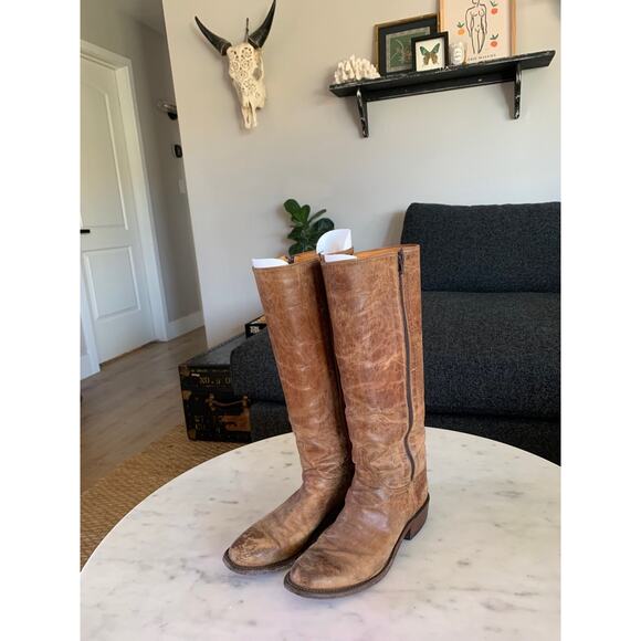 Vintage 1883 Lucchese Distressed Women’s 16” Shaft Boots SZ 8.5 - Picture 1 of 12
